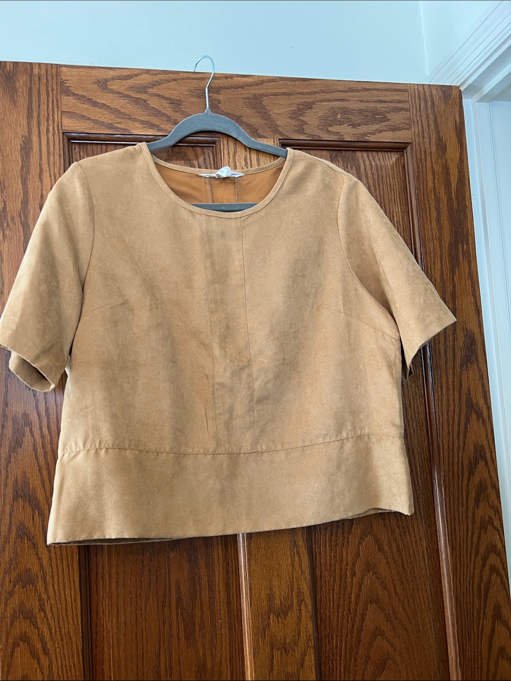 Faux Camel Suede Top